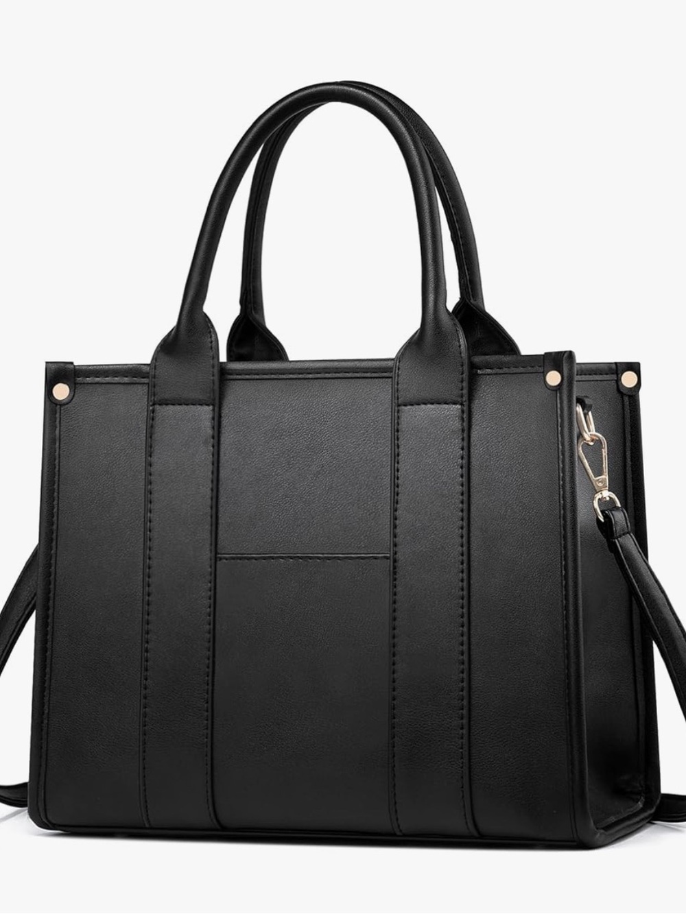 Black Leather Tote Crossbody Bag